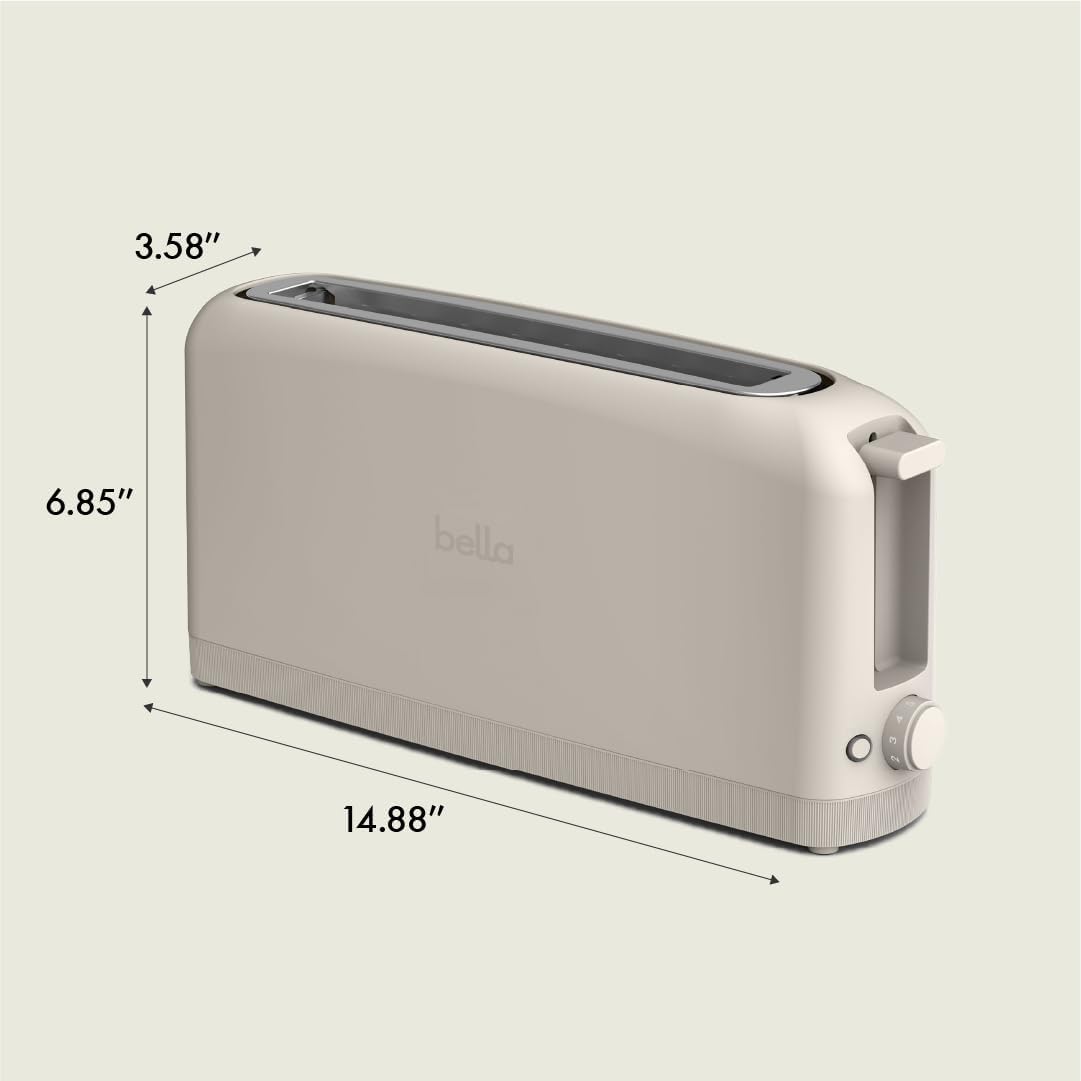 bella 2 Slice Slim Toaster, Fits-anywhere™ Kitchenware, 6 Setting Shade Control with Reheat & Cancel Buttons, Fits sourdough, 10” Long Slot, Anti Jam & Auto Shutoff, 900 Watt, Oatmilk - Image 3