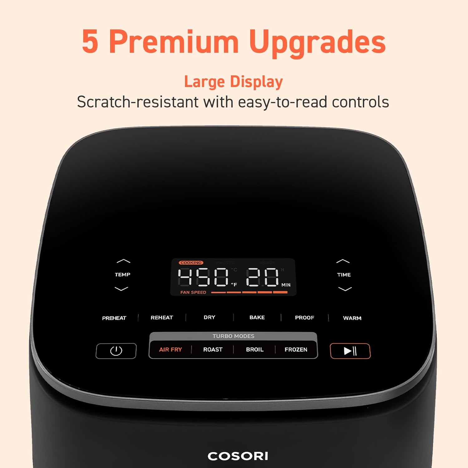 COSORI Air Fryer 9-in-1, Compact & Large 6-Qt, Fast Turbo Modes, 90–450°F Precise Heat for Even Results, Up to 95% Less Oil*, Roast, Bake, Dry, Reheat, Frozen, Broil, Proof, 120V, TurboBlaze, Ceramic - Image 4