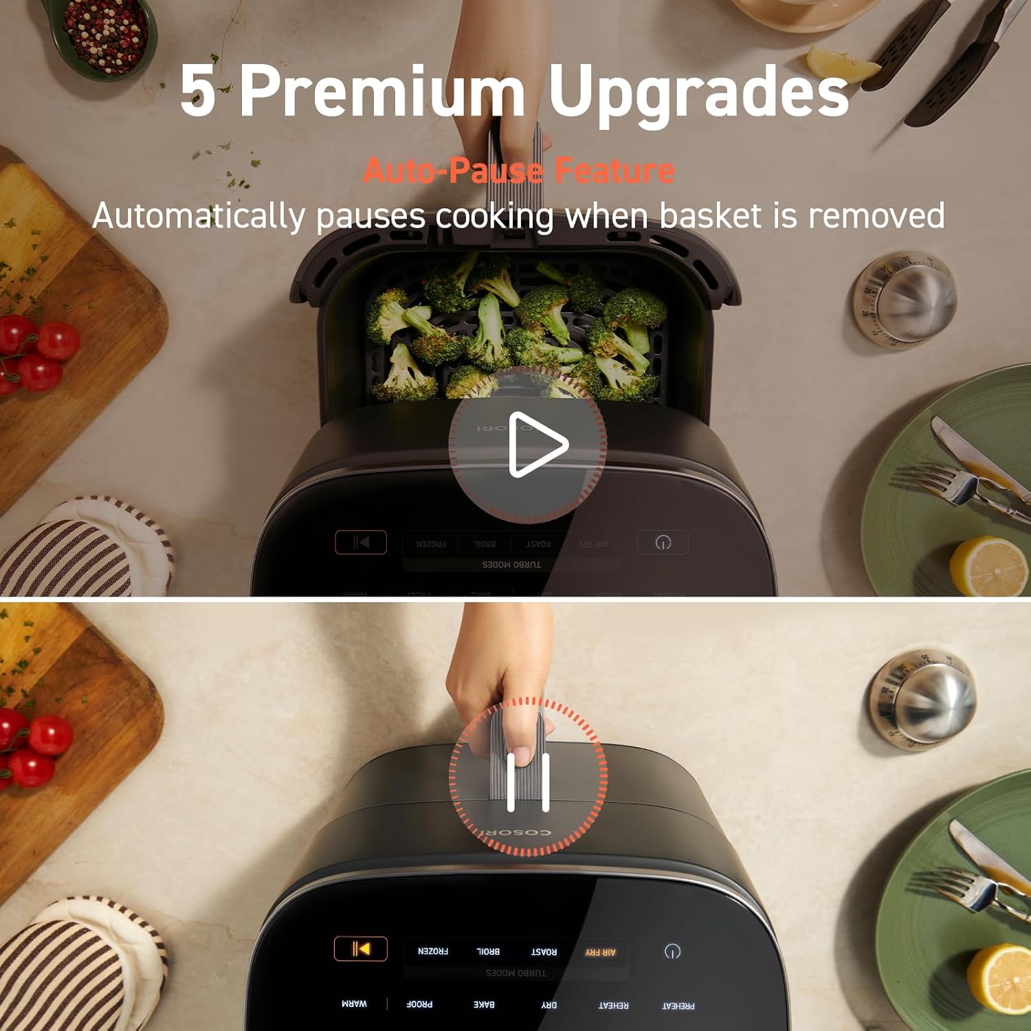 COSORI Air Fryer 9-in-1, Compact & Large 6-Qt, Fast Turbo Modes, 90–450°F Precise Heat for Even Results, Up to 95% Less Oil*, Roast, Bake, Dry, Reheat, Frozen, Broil, Proof, 120V, TurboBlaze, Ceramic - Image 6