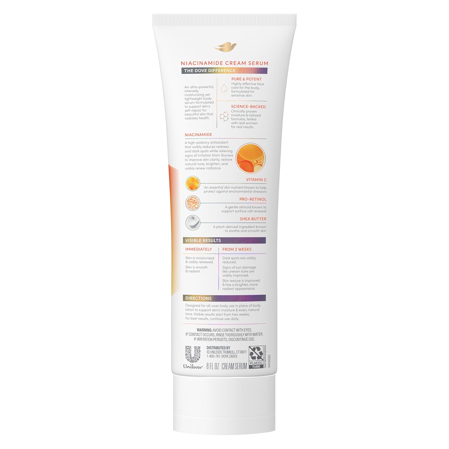 Dove Body Cream Serum Niacinamide + Even Tone for Dark Spots and Uneven Tone with Vitamin C, Pro-Retinol and Shea Butter Lotion, 8 oz - Image 13