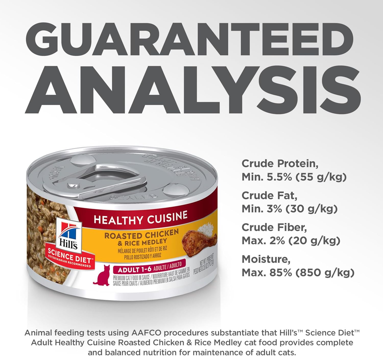 Hill's Science Diet Healthy Cuisine, Adult 1-6, Great Taste, Wet Cat Food, Roasted chicken & Rice Stew, 2.8 oz Can, Case of 24 - Image 10