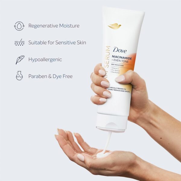Dove Body Cream Serum Niacinamide + Even Tone for Dark Spots and Uneven Tone with Vitamin C, Pro-Retinol and Shea Butter Lotion, 8 oz - Image 4