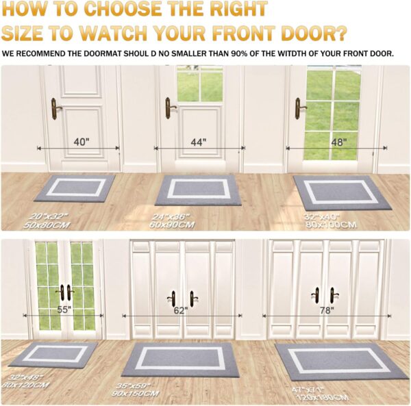 OLANLY Indoor Door Mat, 32x20, Non-Slip Absorbent Resist Dirt Entrance Mat, Washable Low-Profile Inside Entry Doormats for Entryway, Grey - Image 2