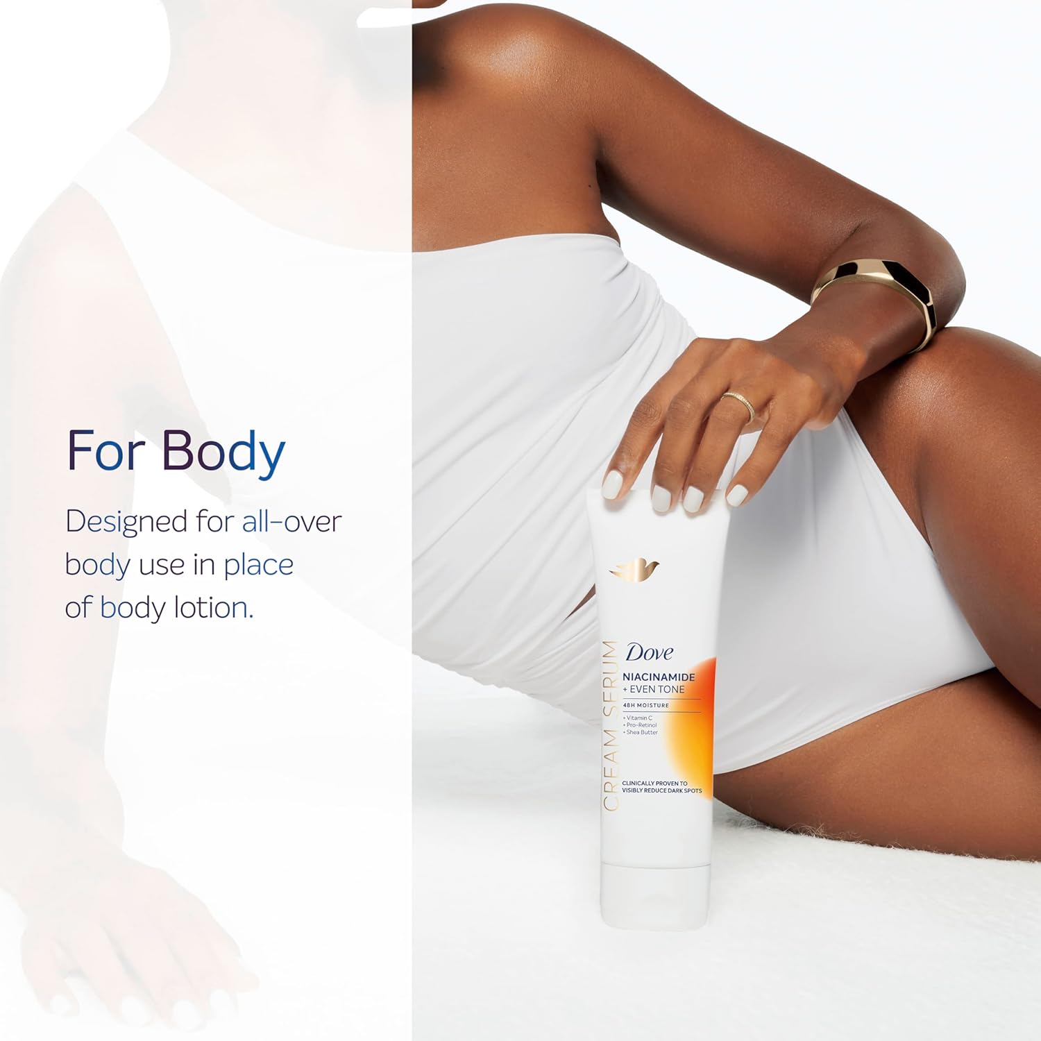 Dove Body Cream Serum Niacinamide + Even Tone for Dark Spots and Uneven Tone with Vitamin C, Pro-Retinol and Shea Butter Lotion, 8 oz - Image 12