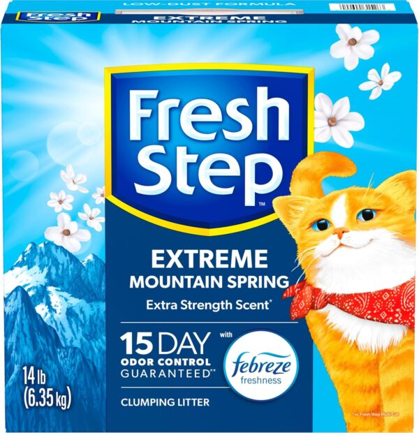 Fresh Step Extreme Clumping Litter With Febreze Freshness, Mountain Spring Scent Clumping Cat Litter With Guaranteed Odor Control, 14 lb. Box - Image 12
