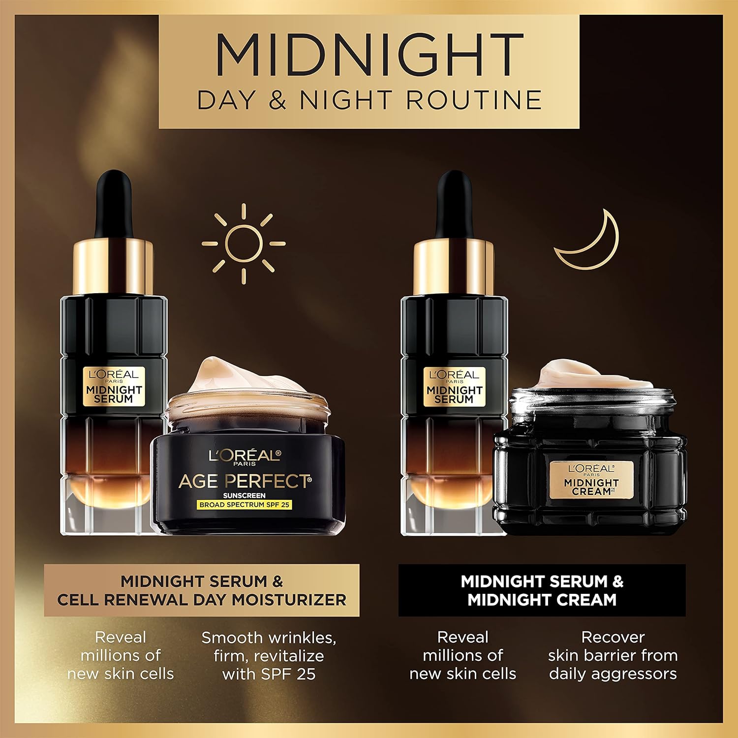 L'Oreal Paris Age Perfect Anti-Aging Midnight Face Serum, Reduce Wrinkles 1oz + Eye Cream Sample - Image 7