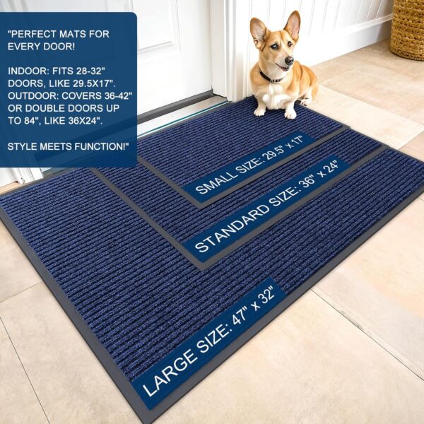 OLANLY Front Door Mat Indoor Outdoor Entrance, Waterproof Heavy Duty Doormat, Fade Resistant, Low Profile, Easy Clean Patio Porch Welcome Floor Mats for Entry, 29.5x17, Blue - Image 7