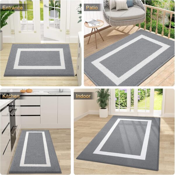 OLANLY Indoor Door Mat, 32x20, Non-Slip Absorbent Resist Dirt Entrance Mat, Washable Low-Profile Inside Entry Doormats for Entryway, Grey - Image 3