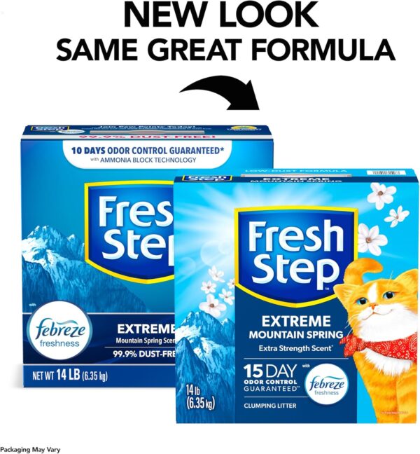 Fresh Step Extreme Clumping Litter With Febreze Freshness, Mountain Spring Scent Clumping Cat Litter With Guaranteed Odor Control, 14 lb. Box - Image 2