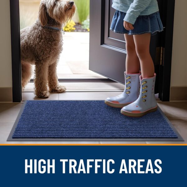 OLANLY Front Door Mat Indoor Outdoor Entrance, Waterproof Heavy Duty Doormat, Fade Resistant, Low Profile, Easy Clean Patio Porch Welcome Floor Mats for Entry, 29.5x17, Blue - Image 2