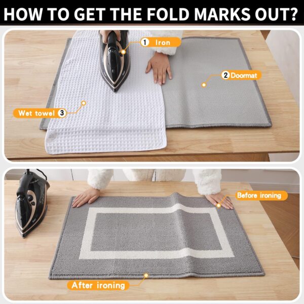 OLANLY Indoor Door Mat, 32x20, Non-Slip Absorbent Resist Dirt Entrance Mat, Washable Low-Profile Inside Entry Doormats for Entryway, Grey - Image 9